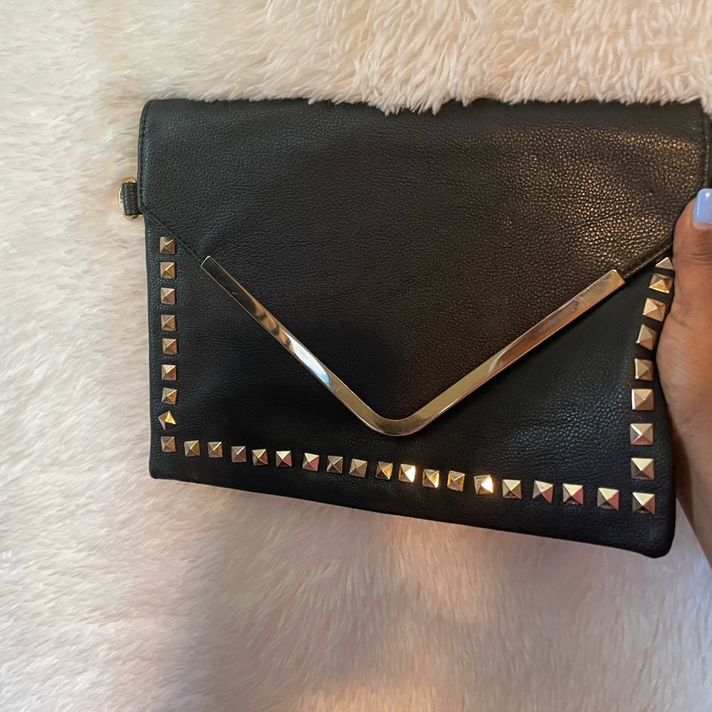 Black w/Gold Studs Clutch Bag - Picture 1 of 8